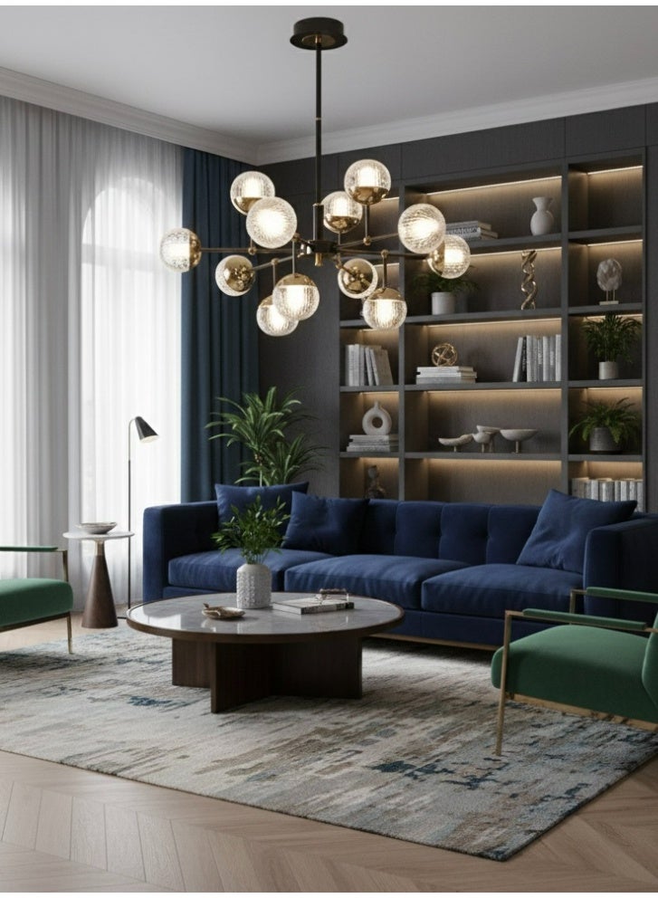 SPOLUX Modern Lighting, Chandelier, Light, Modern chandelier, D:80,H:80 cm, Suitable for Living room, bed room, kitchen, Fixed height, Black + Gold Color - Image 5